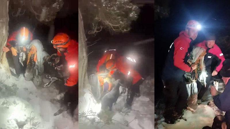Kayıp çift, ‘Sesimi duyan var mı’ anonsuyla gece karda donmak üzereyken bulundu