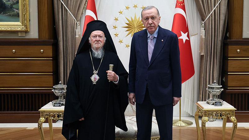 Cumhurbaşkanı Erdoğan, Fener Rum Patriği Bartholomeos’u kabul etti