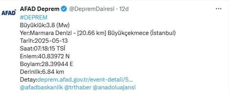 Son dakika: İstanbul'da 3.8 büyüklüğünde deprem