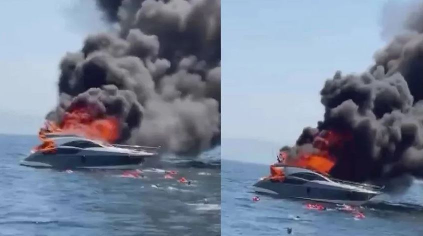 Kınalıada açıklarında lüks tekne yandı