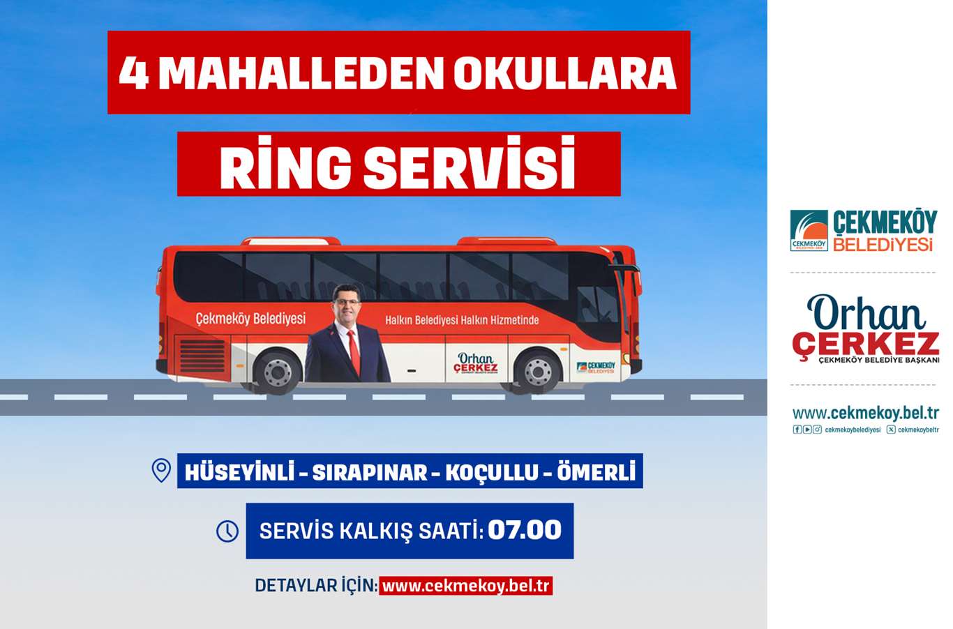 Çekmeköy’de 4 Mahalleden Okullara Ring Servis
