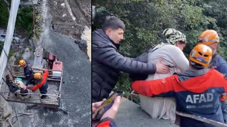 Rize’de heyelan nedeniyle mahsur kalan hastalar AFAD’ın operasyonuyla kurtarıldı