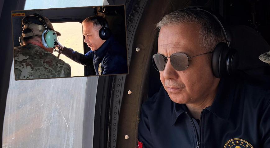 Bakan Yerlikaya, Hakkari’de helikopterle incelemelerde bulundu