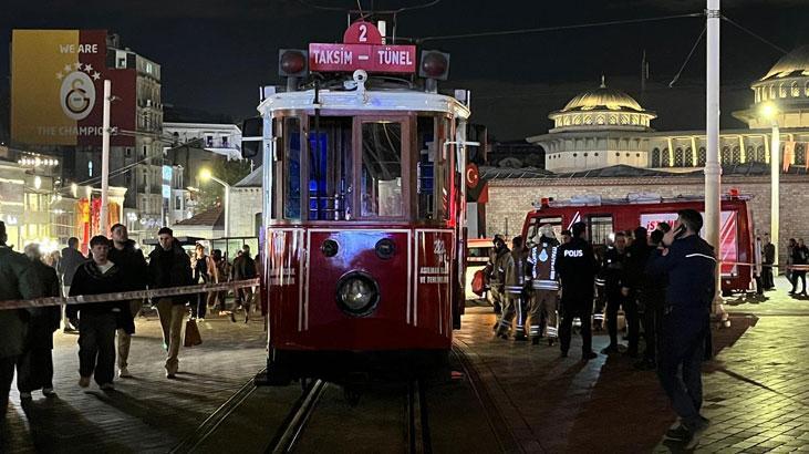 Taksim’de tramvayda çıkan yangın korkuttu!