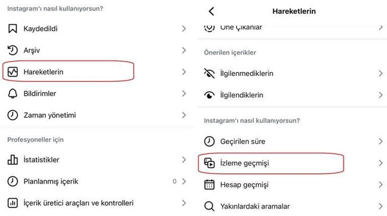 Instagram Reels izleme geçmişi nereden bakılır?