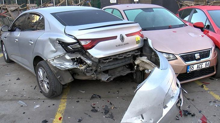 Bahçelievler'de feci kaza! Araçlara çarptı, boşluğa düştü