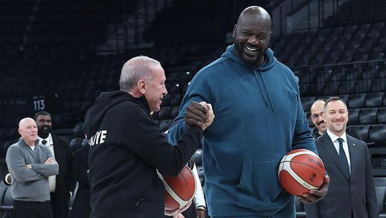 Cumhurbaşkanı Erdoğan'ın, eski NBA oyuncusu Shaquille O'Neal ile basketbol görüntüleri paylaşıldı