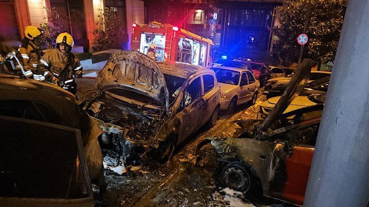 Beşiktaş'ta 4 otomobil alev alev yandı!