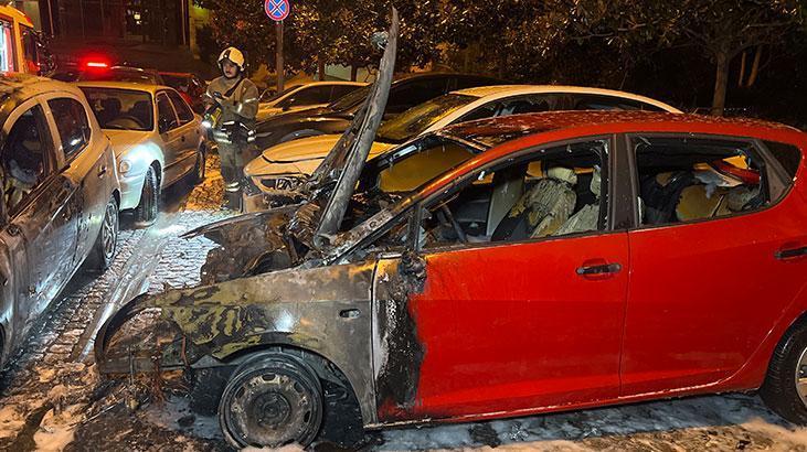 Beşiktaş'ta 4 otomobil alev alev yandı!