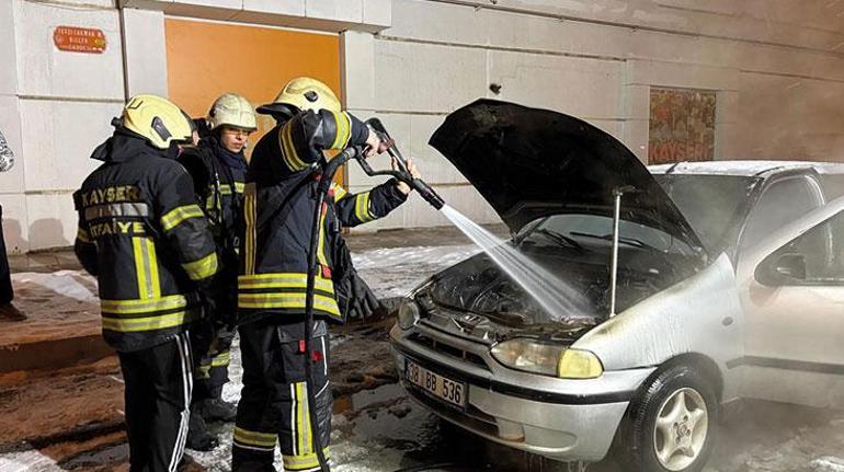 Tamirciden çıkardığı otomobil alev aldı