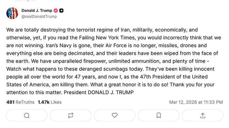 ABD Başkanı Trump'tan İran'a gözdağı, dünyaya mesaj! 'Bugün ne olacağını izleyin'