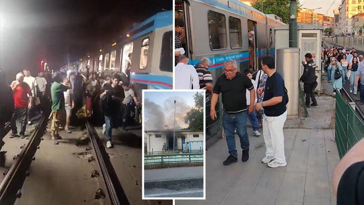 İstanbul’da tramvay hattında korkutan trafo yangını! Yolcular raylara indi